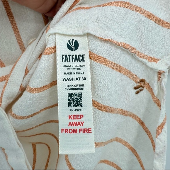 Fat Face Linen Viscose Striped Button Up Tunic Billie Shirt Size 12 - Picture 10 of 13
